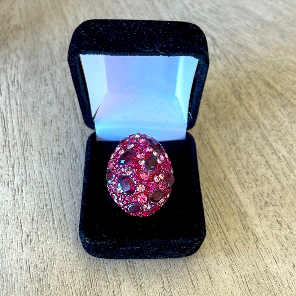 Betsey Johnson Pink Crystal Cluster Ring
